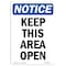 Signmission OSHA Sign, Keep This Area Open, 7in X 5in Decal, 5" W, 7" L, Portrait, Keep This Area Open Sign OS-NS-D-57-V-13872 - alternate 1